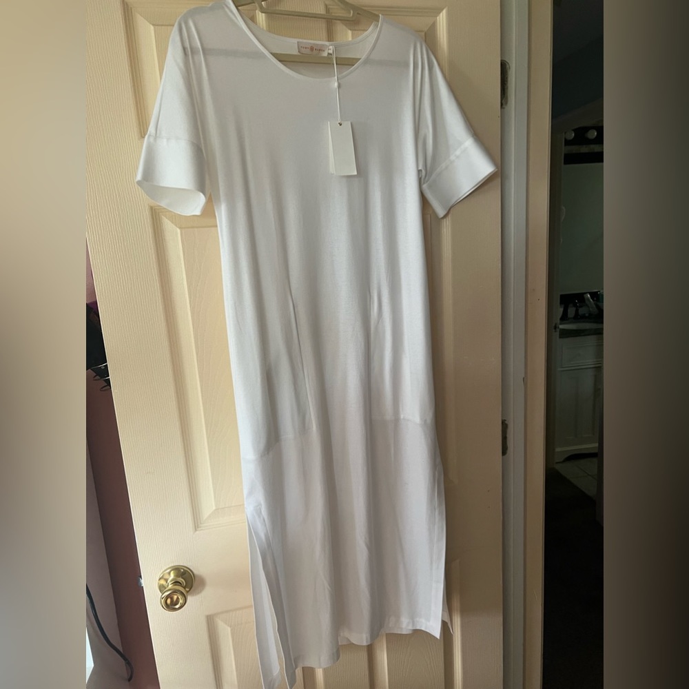TORY BURCH SHORT SLEEVE QUINN SUMMER DRESS IN WHITE NWT